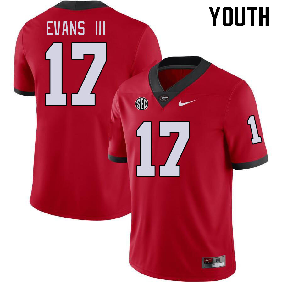Youth #17 Anthony Evans III Georgia Bulldogs College Football Jerseys Stitched-Red - Click Image to Close